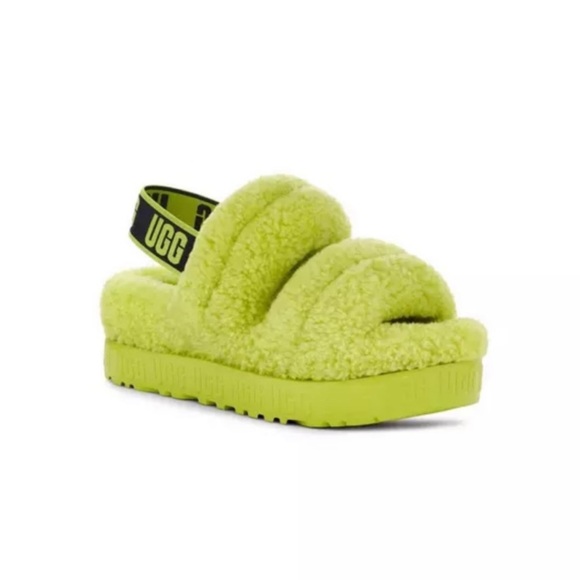 UGG Shoes - NEW UGG Oh Fluffita Key Lime Slingback Sandals Women’s Size 9
